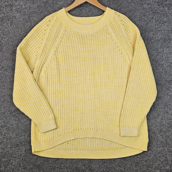 Sunny & Stylish! Ava & Viv Yellow Open Knit Sweater - Picture 1 of 7